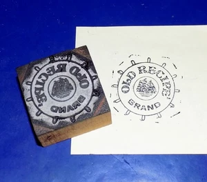 Vintage or Antique "OLD RECIPE BRAND" Letterpress Printers Block - Picture 1 of 3