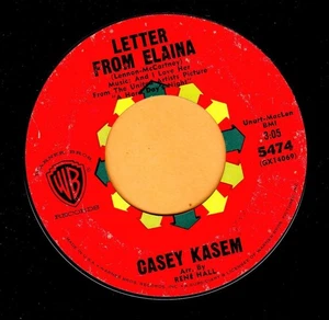Casey Kasem - 45 RPM Vinyl Record(Letter From Elaina / Theme For Elaina)1964 - Picture 1 of 2