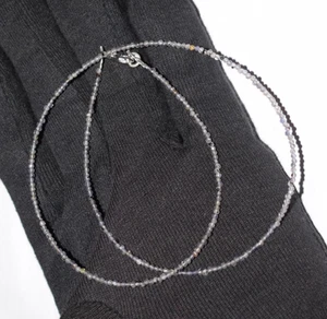 Natural Blue Iolite Gemstone Necklaces 925 Sterling Silver 2 mm Beads 16" String - Picture 1 of 18