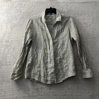 Top Tommy Bahama Mujer Abotonado Multicolor Rayas XS Mezcla de Lino Manga Larga Foto 1 de 4