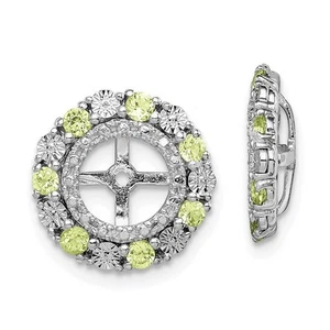 Sterling Silver Rhodium Peridot Earring Jackets 1.74gm L-13 mm, W-13 mm - Picture 1 of 4