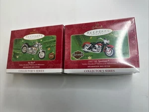 Vintage Harley Davidson Fat Boy + 1957 XL sportster Ornament Hallmark 2000 +2001 - Picture 1 of 7