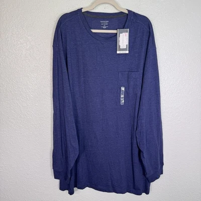 Camisa Roundtree & Yorke Para Hombres 4X Alta Azul Suave Lavado Manga Larga Cuello Redondo NUEVA Foto 1 de 4