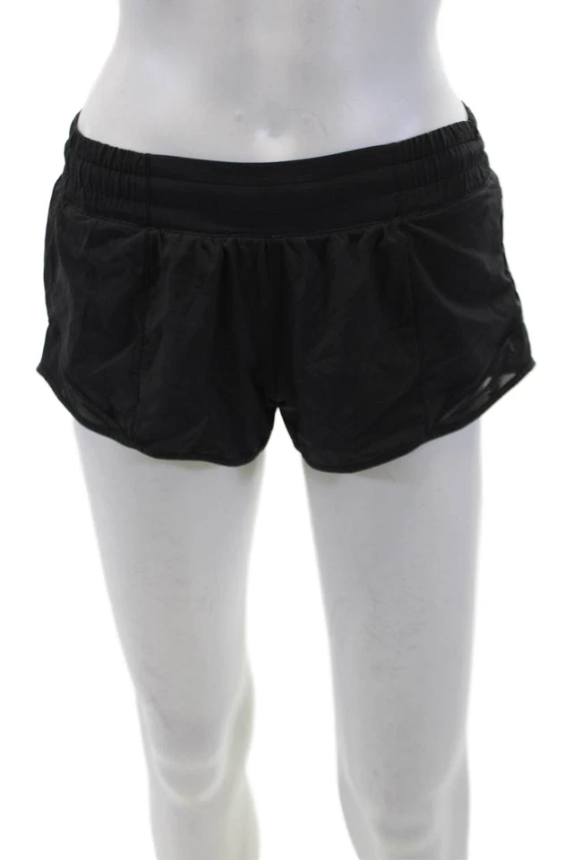 Mini Pantalones Cortos Deportivos Lululemon Mujer Cintura Elástica Sólida Negros Talla 4 Foto 1 de 4