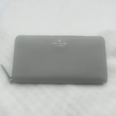 Kate Spade New York Leila Leather Pebbled Zip Around Grey Wallet - NWOT - Image 1 of 4