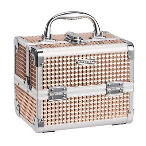 Estuche maquillaje portatil con espejo caja viaje organizador cosméticos duro - Imagen 1 de 12