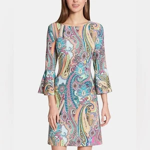 Tommy Hilfiger - Vestido Midi Paisley Multicolor Talla 10 - Imagen 1 de 8