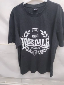LONSDALE Mens T Shirt Box Logo charcoal grey Size 3XL XXXL VGC - Picture 1 of 5