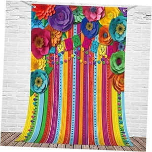 7 x 5 ft Mexican Fiesta Backdrop Photo Booth Party Props Large Fabric Carnival - Picture 1 of 8
