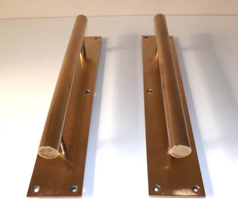 Art Deco Pair Of Bronze Minimaist Door Pulls 14"/35.5cm tall Cover