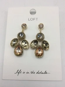 $34.50 Loft gold tone stone statement earrings A22 - Picture 1 of 4