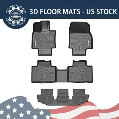 3D TPE 3 Rows Floor Mats for 2020-2025 Toyota Highlander w/ Center Console Liner Foto 1 de 4