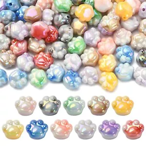 100x Acrylic Cat Footprint Puppy Dog Paw Beads for Jewelry Making Keychain Phone - Picture 1 of 8
