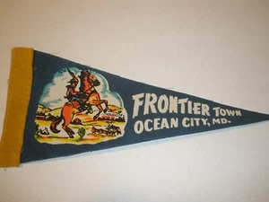 Vintage Mini Pennant Felt FRONTIER TOWN OCEAN CITY MD 9" - Imagen 1 de 2