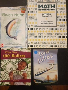 Math by All Means,If You Won $100,River Home,Two Julia's. 4Books X Kids 3-4Grade - Picture 1 of 12