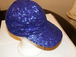 GORRA DE BÉISBOL LENTEJUELAS SOMBRERO AZUL REAL REGALO NAVIDAD BRILLANTE NUEVO - Imagen 1 de 3