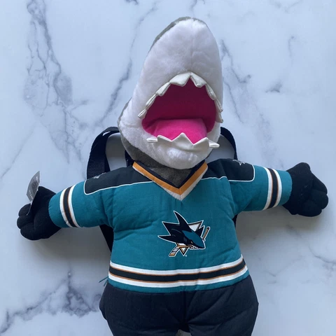 San Jose Sharks SJ Sharkie Mascot Plush Backpack Plush Creations 2001 Rare NWT Cover