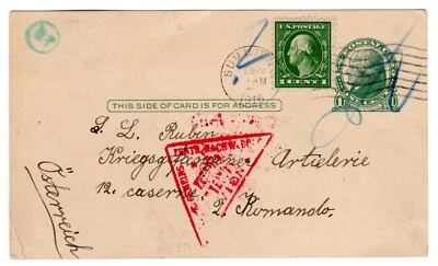 Uprated Postal Card UX27 Censored 1916 Summit NJ to Austria WWI - Image 1 of 2