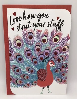 Hallmark Happy Valentine's Day Card LOVE Wife Husband Peacock Fun Flirty 8x5.5 - Image 1 of 4