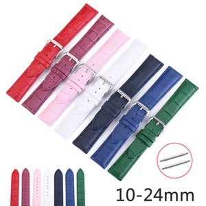 10mm-24mm Vintage Pattern Strap Bracelet Cowhide Leather Watch Band Metal Buckle - Picture 1 of 19