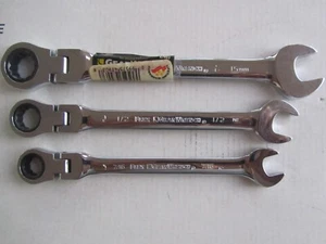 3Pc.GEARWRENCH FLAX HEAD RATCHETING 12 Point COMBINATION WRENCH SAE / METRIC - Picture 1 of 6
