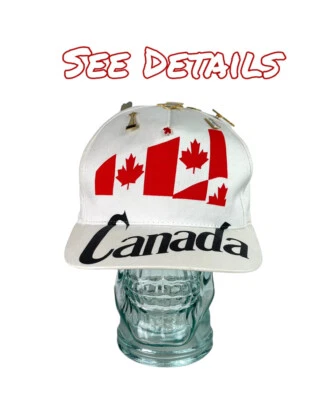 Vintage Canada Spellout Snapback Hat w 9 Pinbacks Adjustable Hipster Cap - Image 1 of 4