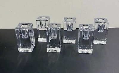 "Juego de 6 candelabros cónicos individuales de vidrio transparente cuadrados pesados de 1,5"" X 3,25""" Foto 1 de 4