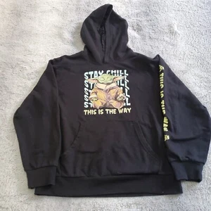 Star Wars Kids Unisex Medium Stay Chill Baby Yoda Black Graphic Hoodie The Child - Picture 1 of 8