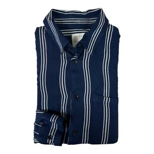 Sandro Paris Blue White Striped Viscose L/S Button Front Size Small - Picture 1 of 7