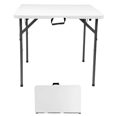 3FT SQUARE WHITE FOLDING TABLE FOR PICNIC/KITCHEN/CAMPING/DINNER/GARDEN/OUTDOOR - Image 1 of 4