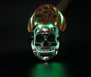 LED Flip Skull Mask - Light up mask for Kids/Men/Women LED Halloween Night Mask - Picture 1 of 10
