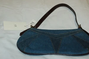 Armani Exchange NUEVO Bolso de Hombro Mujer Azul Índigo Jean Lona Marrón Correa Damas - Imagen 1 de 11