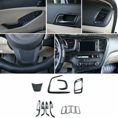 For Kia Optima 2011-2015 Carbon fiber Dash Set interior Decor Trim Decal Kit Foto 1 de 4