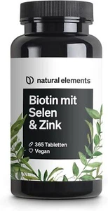 Biotin + Selen + Zink für Haut, Haare & Nägel - 365 vegane Tabletten - Ohne - Bild 1 von 7