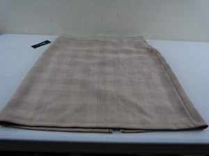 ALICE BLUE Women's XL Tan Gold Subtle Check Design Zippered Stretch Skirt NEW - Picture 1 of 6