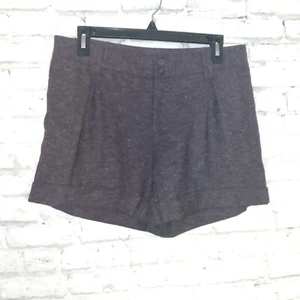 Daisy Fuentes Shorts Womens 8 Brown Cuffed Mid Rise Dress Shorts 4in Inseam - Picture 1 of 12