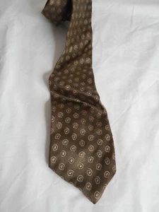 Vintage Green Brown Beige Abstract circles Necktie Tie - Picture 1 of 2