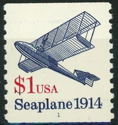Seaplane Transportation Plate Numbered Coil MNH Single Scott's 2468 Plate #1 VF~ - Image 1 of 2