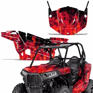 Graphic Kit Decal Full Wrap w/ Door for Polaris RZR 900S 2015-2016 RED FLAMES - Picture 1 of 2