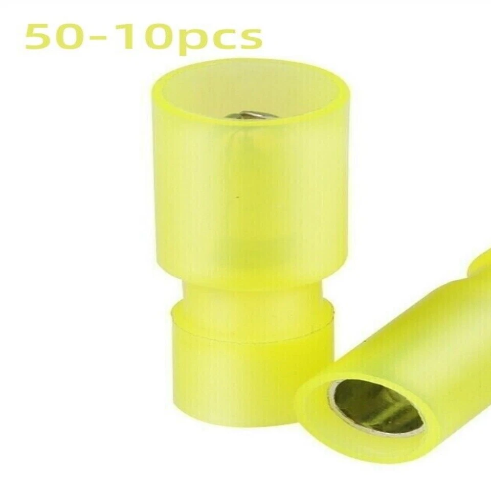 Nylon Yellow Female&Male Bullet Wire Crimp Connector Terminal 12-10AWG US 50-10x - Image 1 of 1