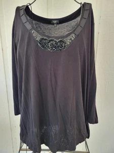 Blusa Talbots Talla 2X Top Lentejuelas Flores Elastizada Suave Mangas 3/4 Plus Camisa - Imagen 1 de 7