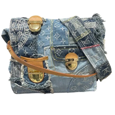 LOUIS VUITTON Patchwork Posty M95347 Blue Denim Monogram Shoulder Bag #679 - Image 1 of 4