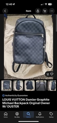 LOUIS VUITTON Damier Graphite Michael Backpack Orginal Owner W/ DUSTER - Image 1 of 4