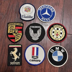 Vintage Sportwagen Bügelbild Patch 8 Stück Corvette Porsche Jaguar Fire Bird - Bild 1 von 6