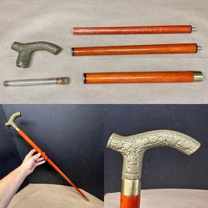 Bastón compartimento secreto con tubo de frasco - mango de latón - Imagen 1 de 11