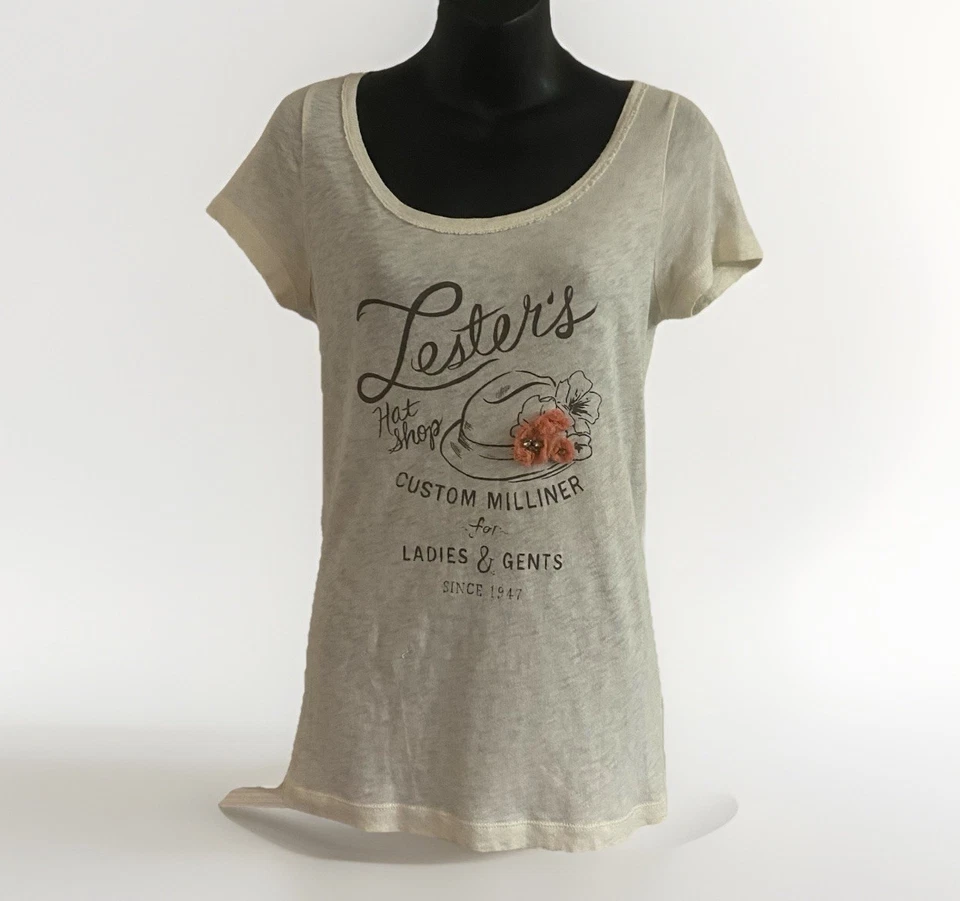CAMISETA J CREW Mujer M Vintage Algodón Seda Manga Corta Cottagecore Granola Niña Foto 1 de 4