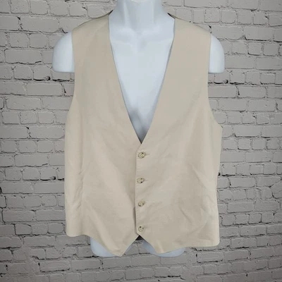 Pronto Uomo Beige Lana Coolmax Mezcla 4 Botones Traje Chaleco Chaleco Grande L Foto 1 de 4