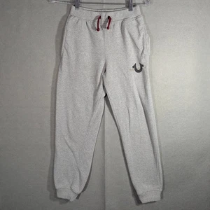 True Religion Jogger Pants Boys M Gray Fleece Drawstring Logo Sweatpants - Picture 1 of 10