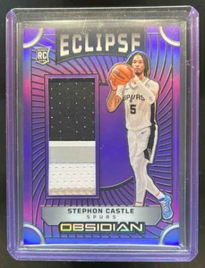 2024-25 Obsidian Stephon Castle Eclipse RC Patch Electric Etch Purple Flood #/75 - Foto 1 di 2