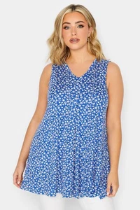 Yours Curve Women's Plus Size Floral Print Pleat Front Vest Top - Picture 1 of 7